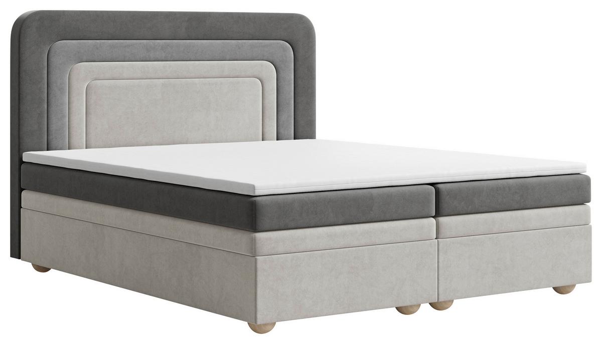 Boxbett Nest Lf:160x200 Hellgrau/Dunkelgrau - Dunkelgrau/Hellgrau, MODERN, Holz/Kunststoff (160/200cm) - MID.YOU