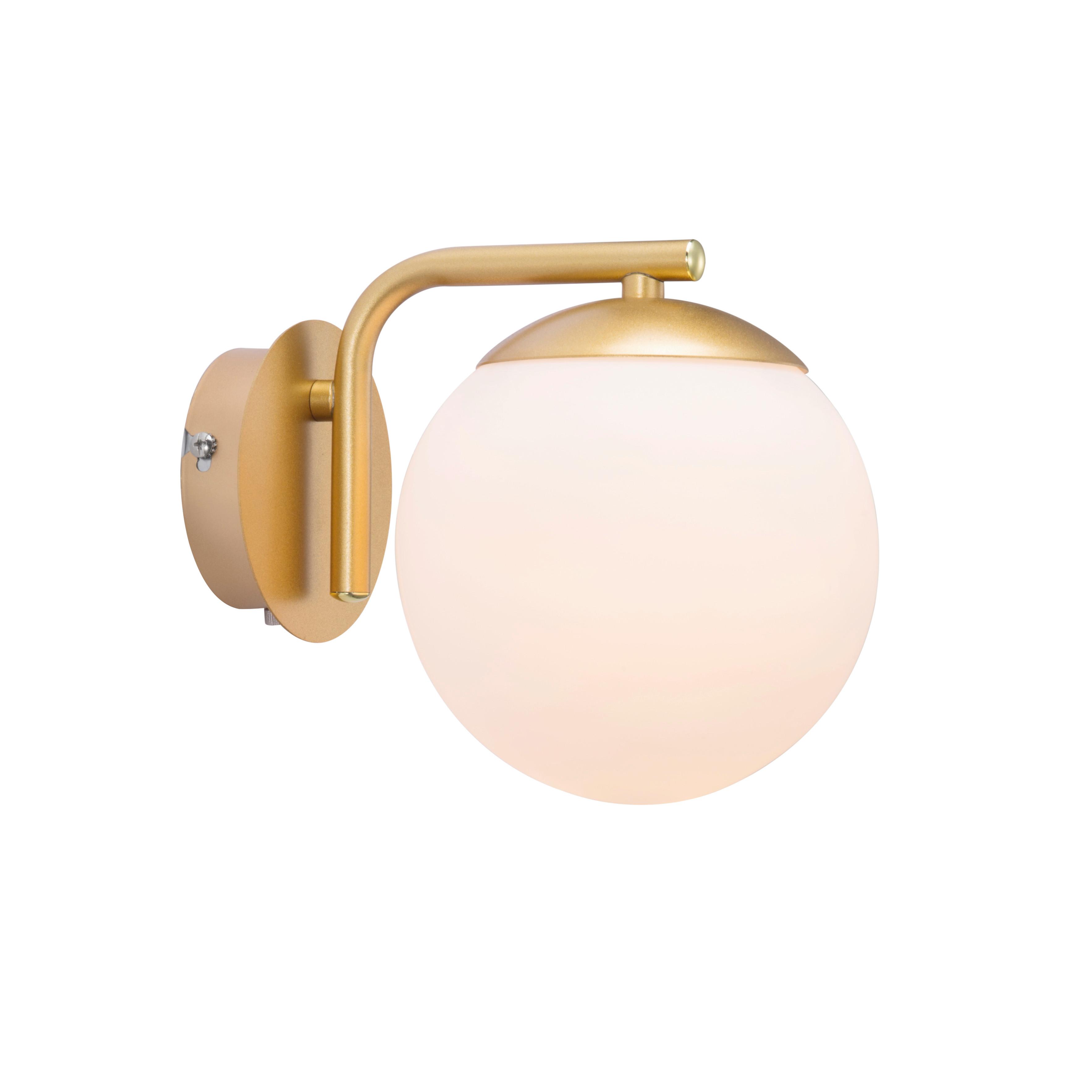 Wandleuchte Grant Weiß Mesisngfarben D: 16 cm - Messingfarben/Weiß, KONVENTIONELL, Glas/Metall (16/20cm) - Nordlux