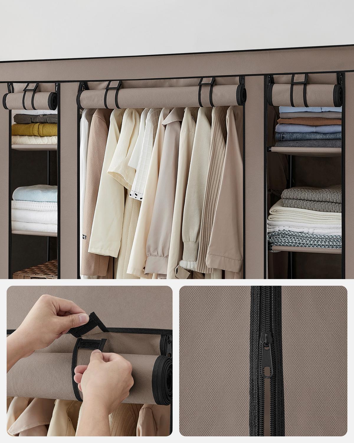 Stoffschrank Taupe B: 150cm - Taupe, Basics, Kunststoff/Textil (150/175/45cm)