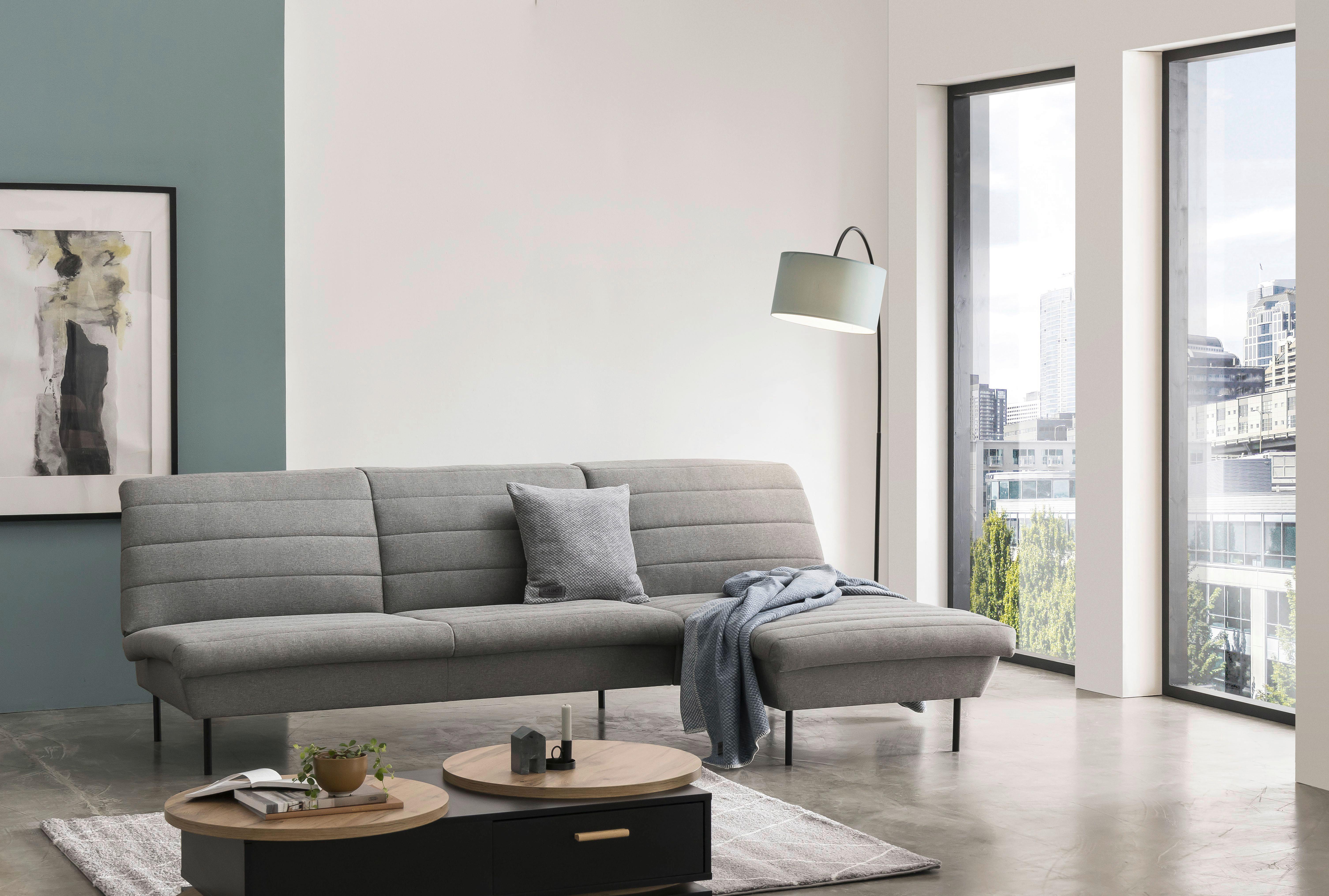 Ecksofa Looks Ix Graubraun - Graubraun/Schwarz, Design, Textil (274/168cm) - LOOKS by W.Joop