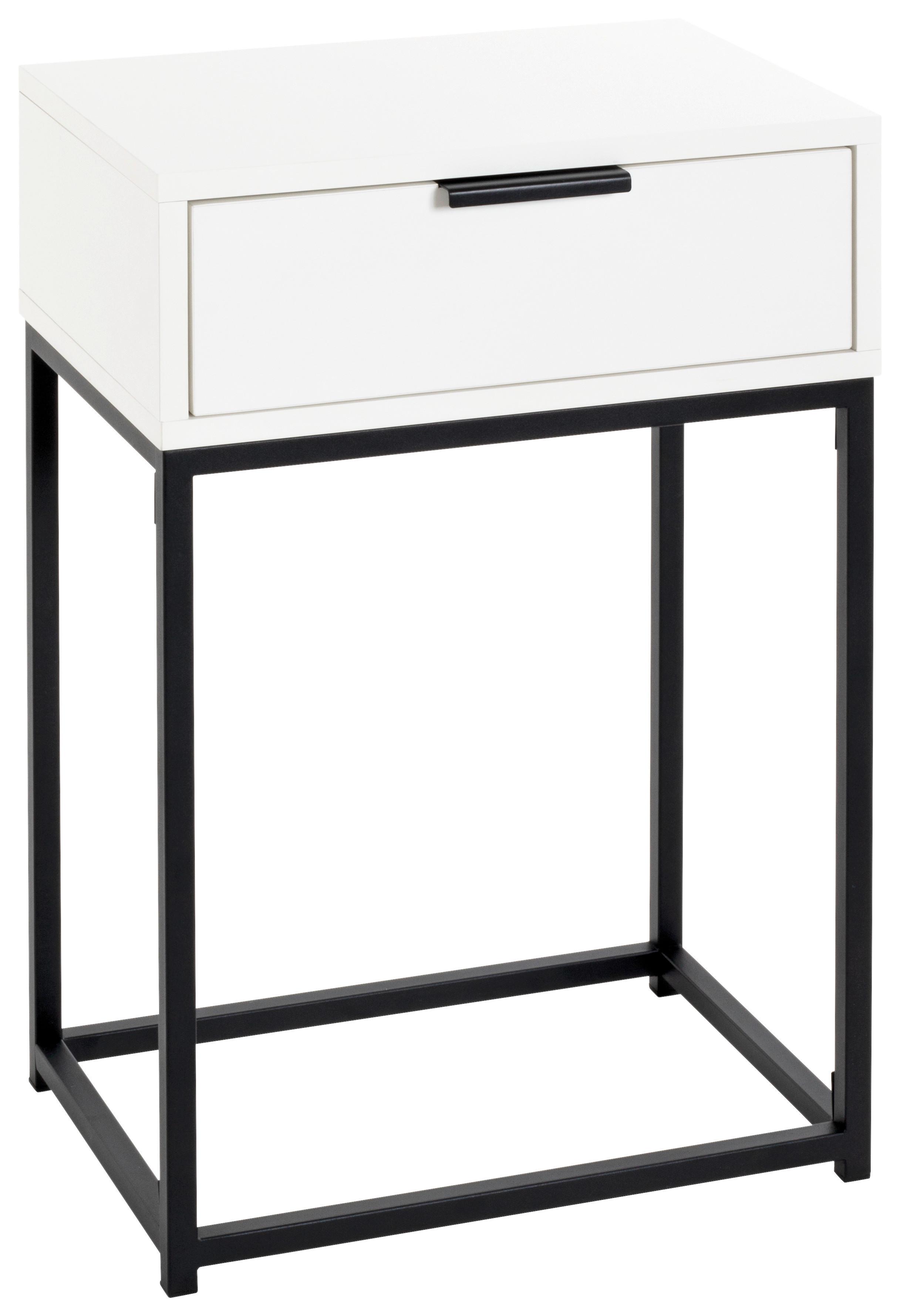 Nočný stolík ILVA biela matná/farby dubu - čierna/biela, Konventionell, kov/kompozitné drevo (40/60/28cm)