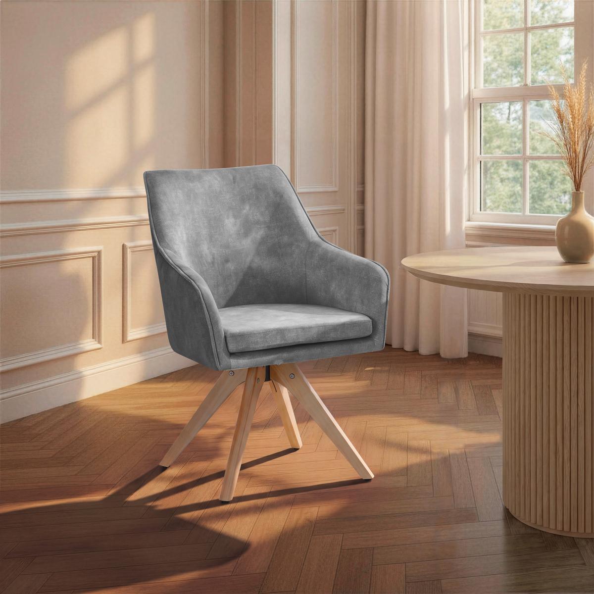 ŽIDLE S PODRUČKAMI LISA - světle šedá/přírodní barvy, Konvenční, dřevo/textil (62/83/63cm)