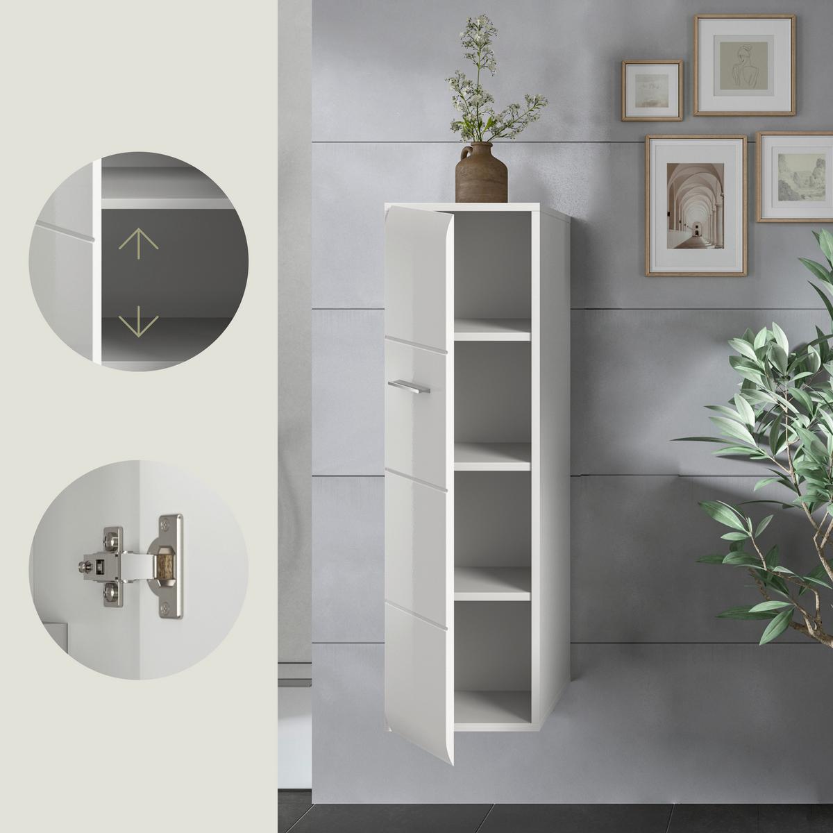 Unterschrank Ice Weiß/Weiß Hg B: 30 cm - Weiß Hochglanz/Schwarz, MODERN, Holzwerkstoff (30/106/30cm) - MID.YOU