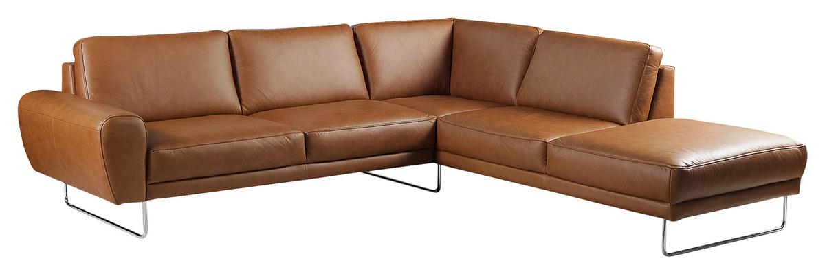 Ecksofa Spring Cognac Chrom S: 273x250 Cm - Chromfarben/Cognac, Design, Leder (273/250cm) - Livetastic