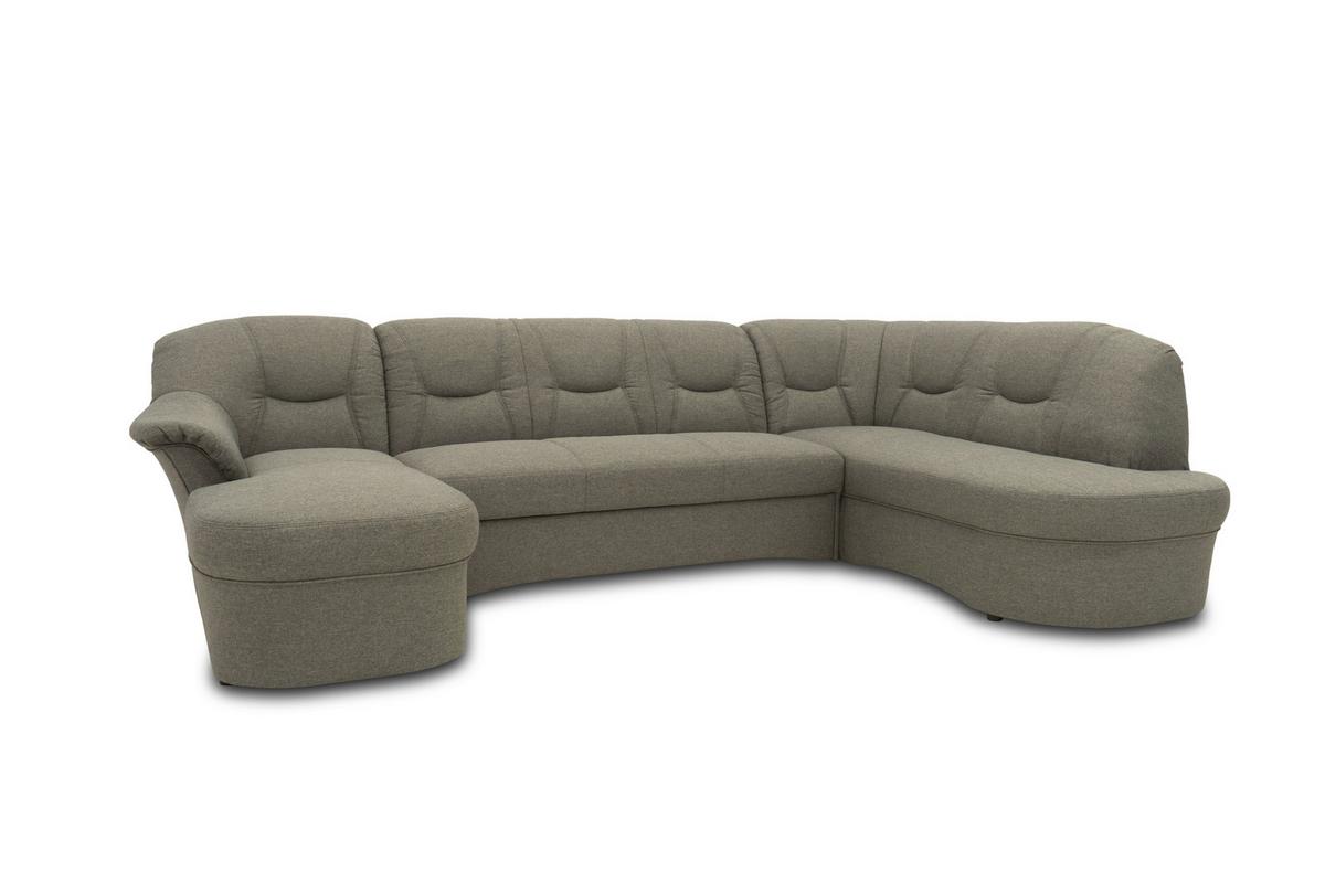 Wohnlandschaft Sarafina Grau Mikrofaser - Graubraun/Schwarz, KONVENTIONELL, Textil (146/295/180cm) - MID.YOU