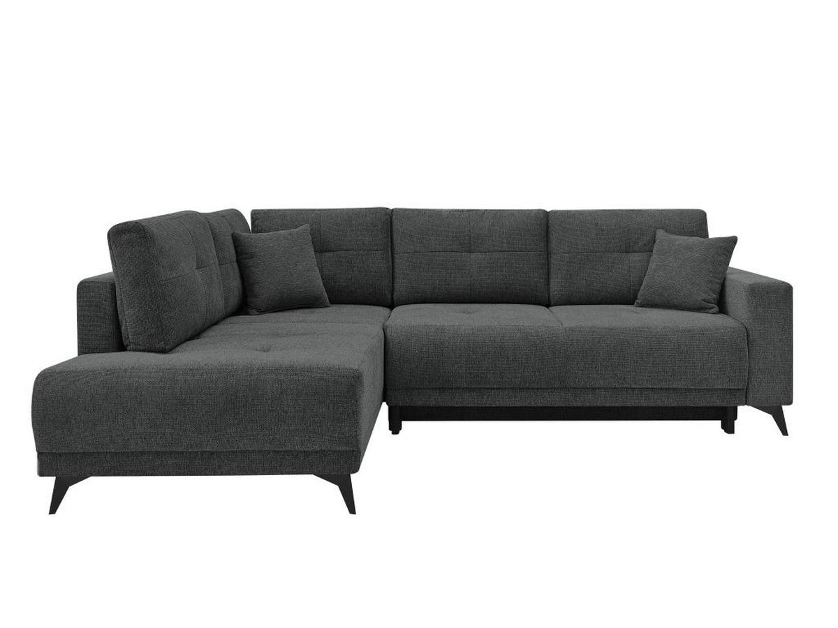 Rohová sedačka TEXAS, levá, antracitová - černá/antracitová, Konvenční, dřevo (203/259cm) - Based