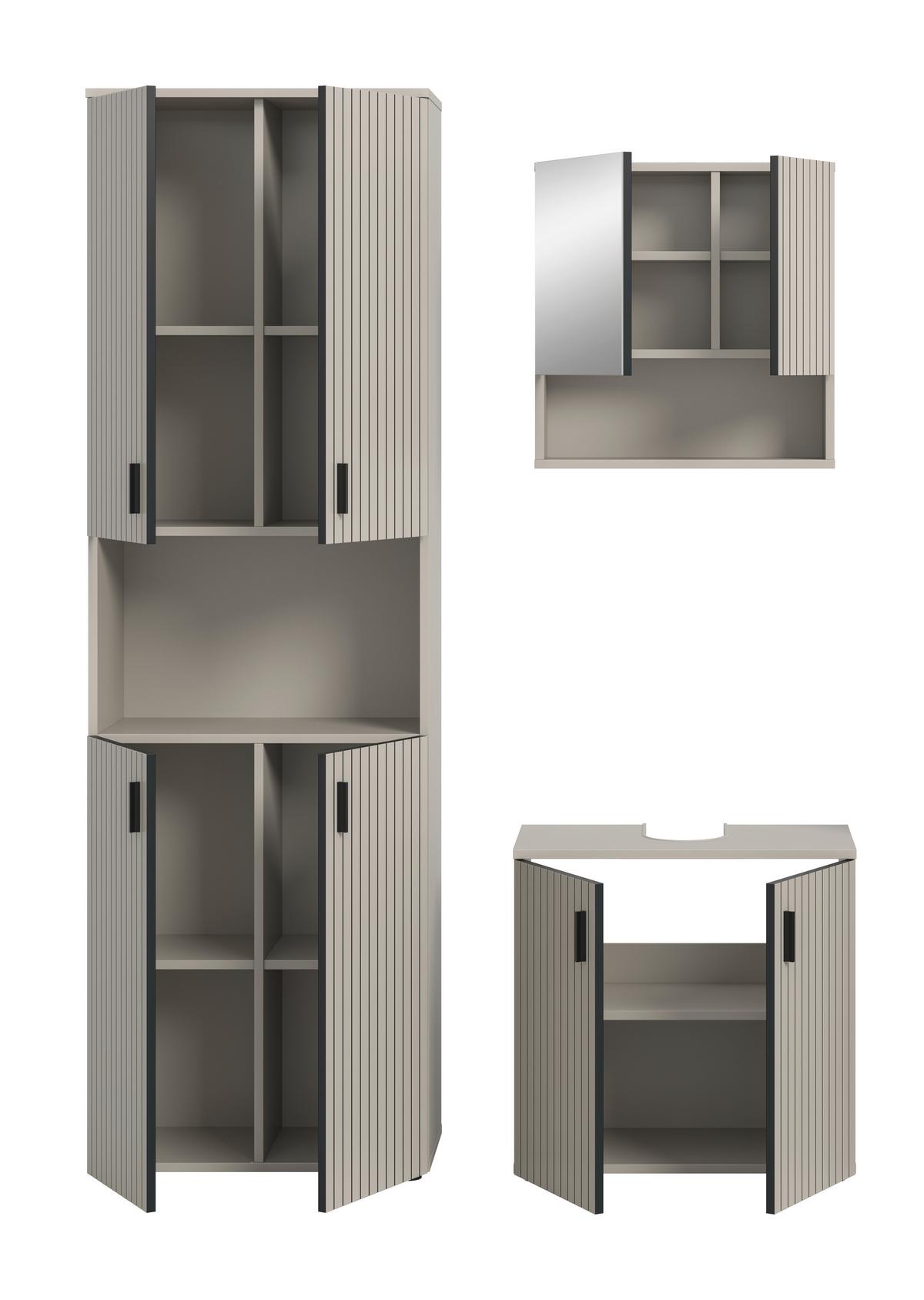 BADEZIMMER Mone Kaschmir B: 120cm - Kaschmir/Schwarz, Trend, Glas/Holzwerkstoff (120cm) - MID.YOU