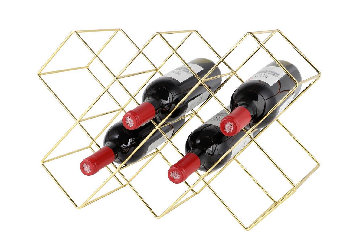 Weinregal Eisen Goldfarben 8 Flaschen BxH: 16,6x31cm - Goldfarben, Basics, Metall (46/16,6/31cm) - Echtwerk
