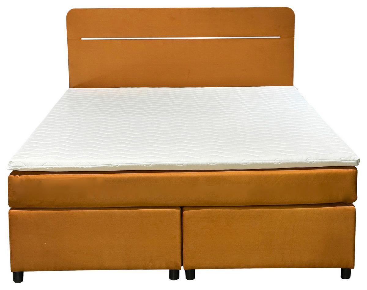 Boxbett Mit Topper 180x200 Cm Stream Honigfarben - Schwarz/Honig, Basics, Textil (180/200cm) - Livetastic