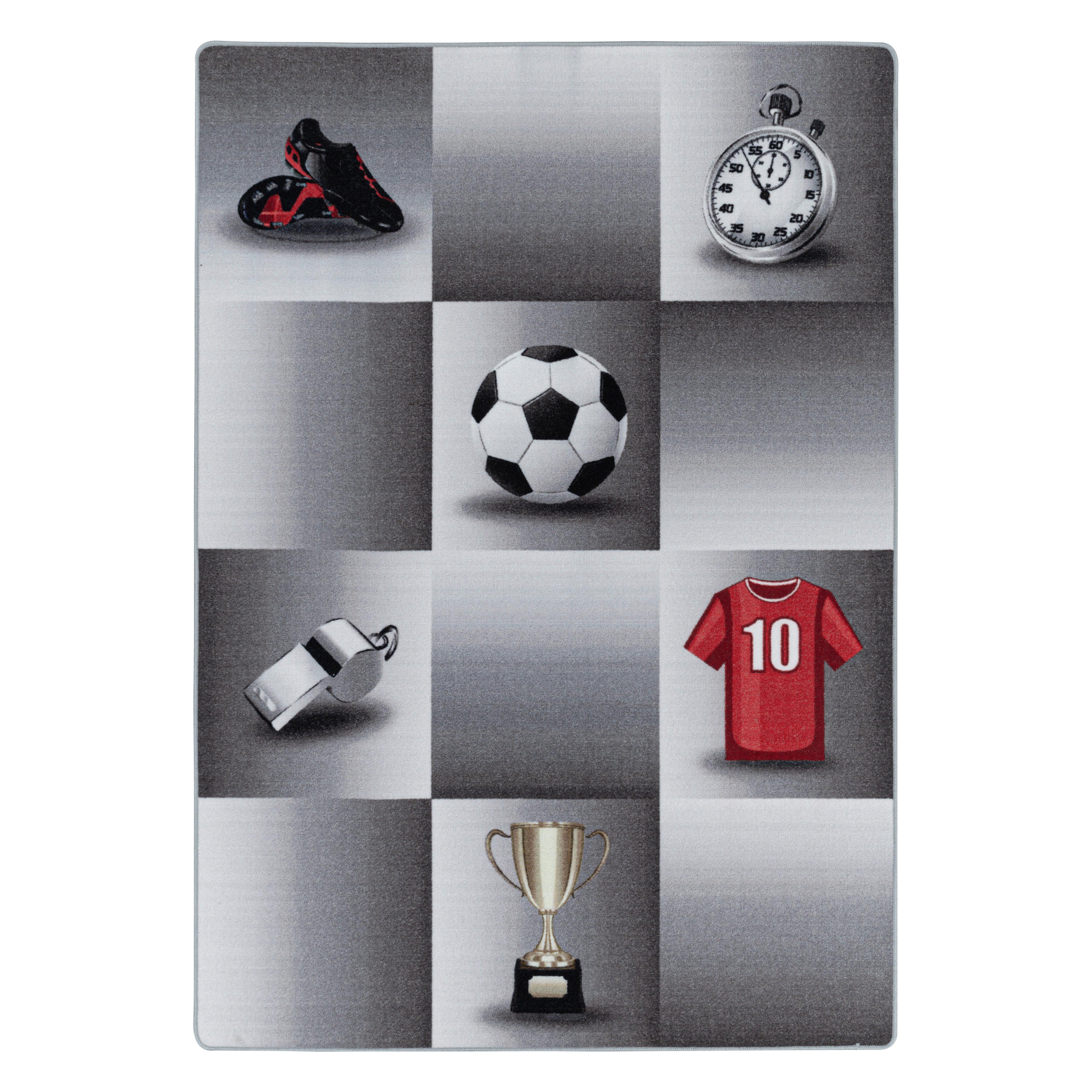 Kinderteppich Fußball Grau Play 160x230 cm
