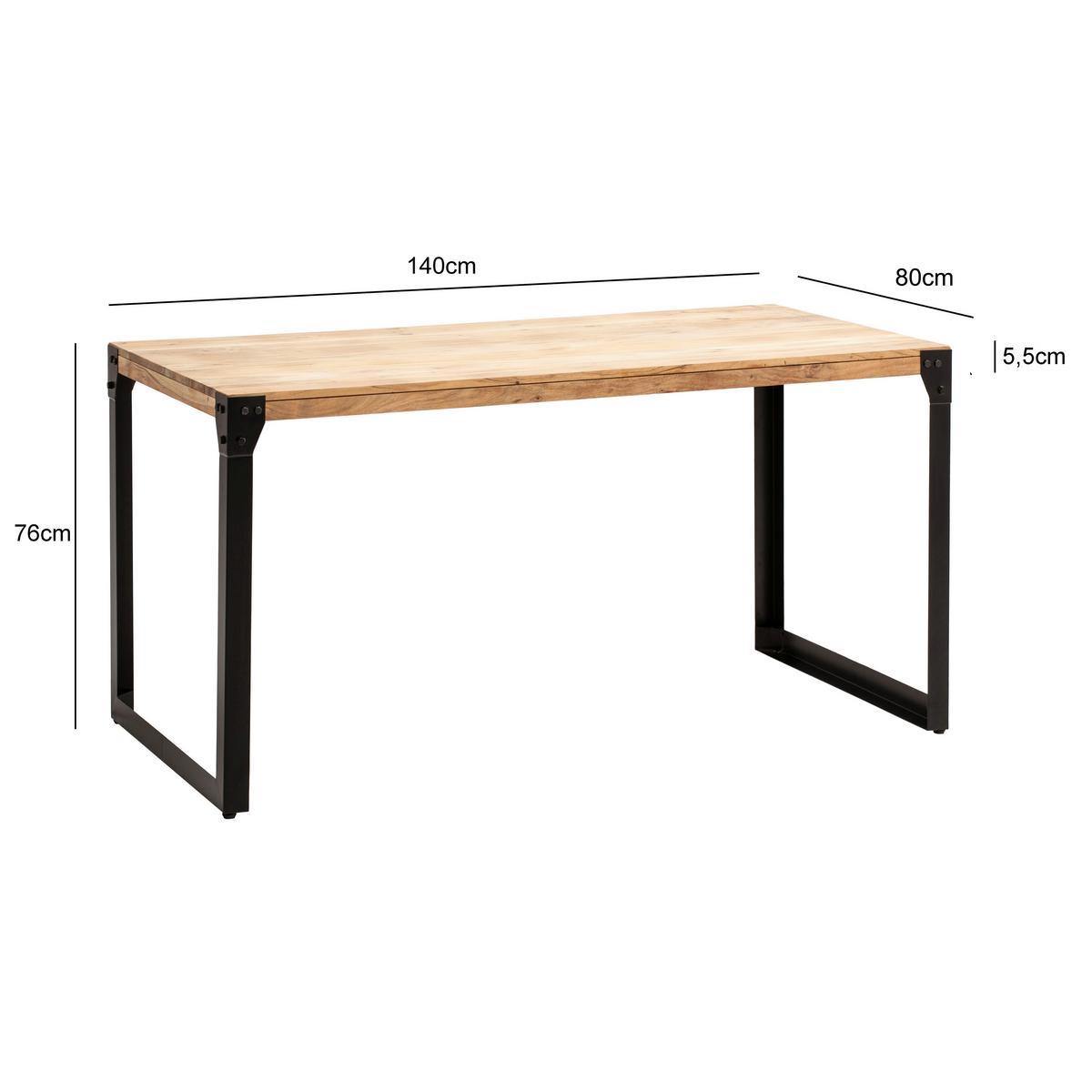 Jedálenský stôl 140 - čierna/farba akácie, Design, kov/drevo (140/76/80cm) - MID.YOU