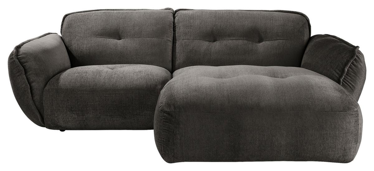 Ecksofa Fluffy Anthrazit S: 269x184 Cm - Anthrazit/Schwarz, MODERN, Textil (269/184cm) - Trendmanufaktur