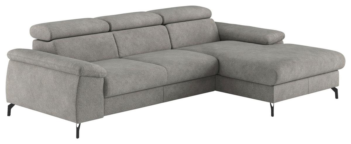 Ecksofa Kitty Hellgrau S. 244x166 cm - Hellgrau/Schwarz, Design, Textil (244/166cm) - Livetastic