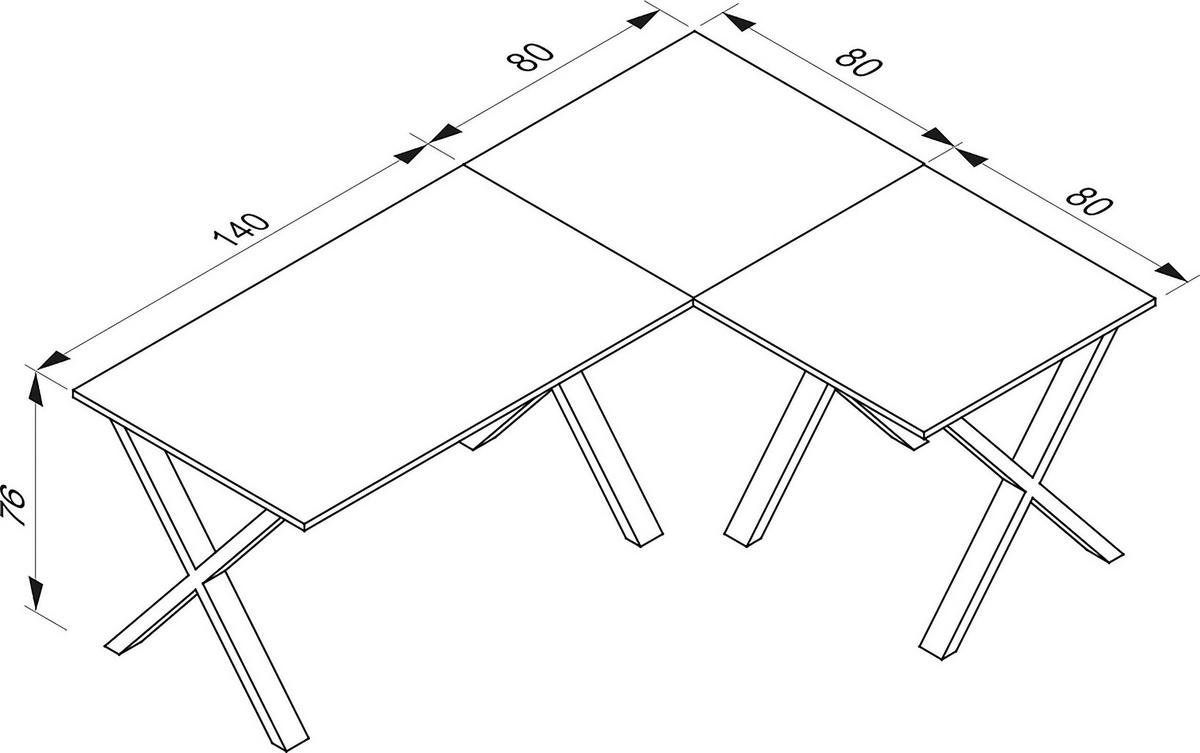 Eckschreibtisch Lona 220x160cm Weiß/eiche - Weiß/Sonoma Eiche, MODERN, Holzwerkstoff/Metall (220/160/76cm) - MID.YOU