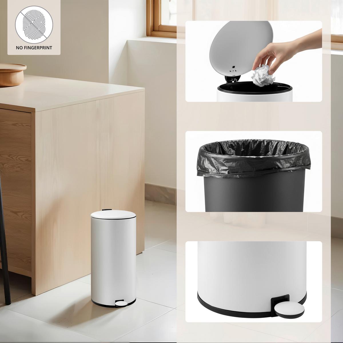 ABFALLEIMER Clean Step Schwarz B: 33,5cm - Schwarz/Weiß, MODERN, Kunststoff/Metall (33,5/60,5/29cm) - MID.YOU