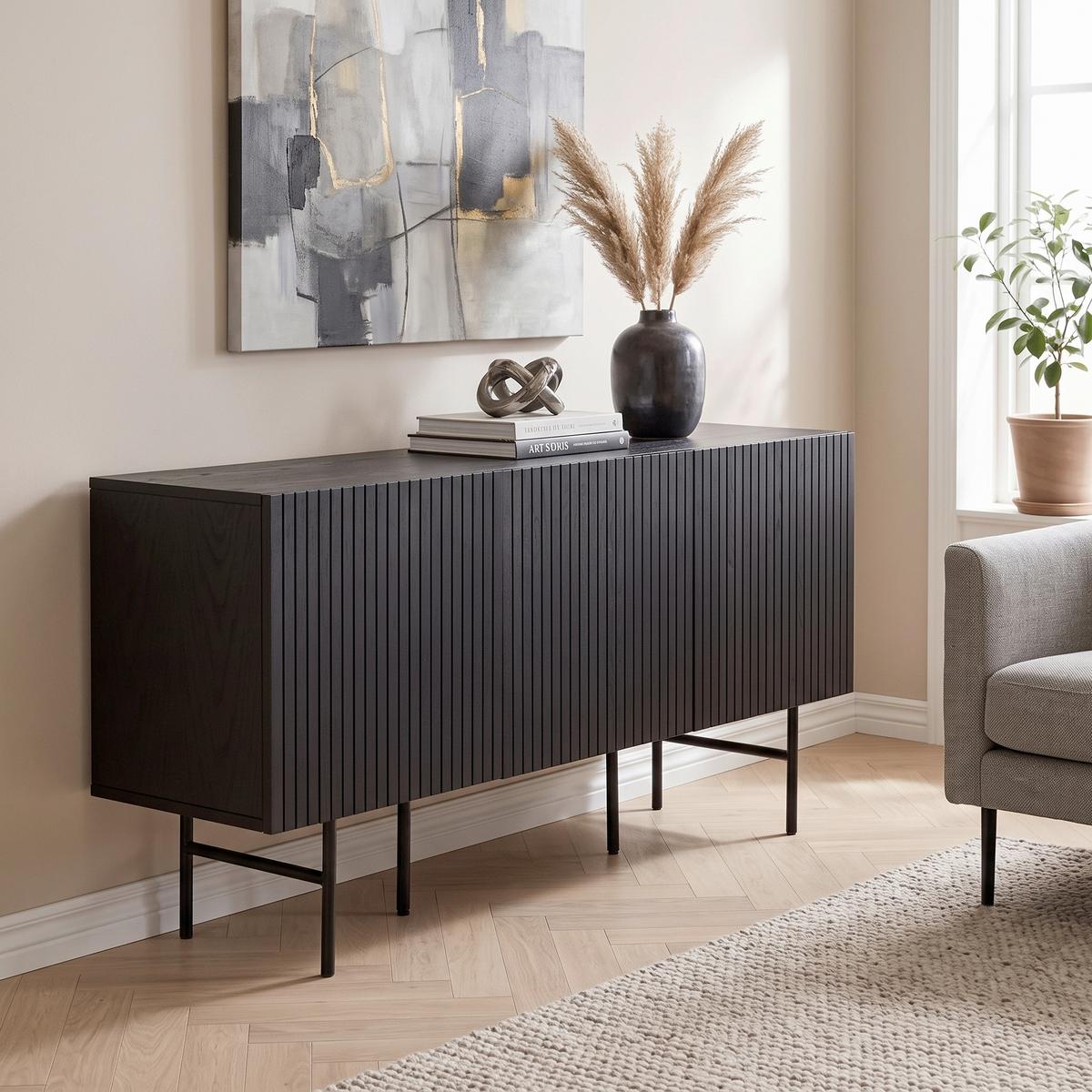 SIDEBOARD BJÖRKÖN - Schwarz, Design, Holzwerkstoff/Metall (150/75/42cm) - Livetastic
