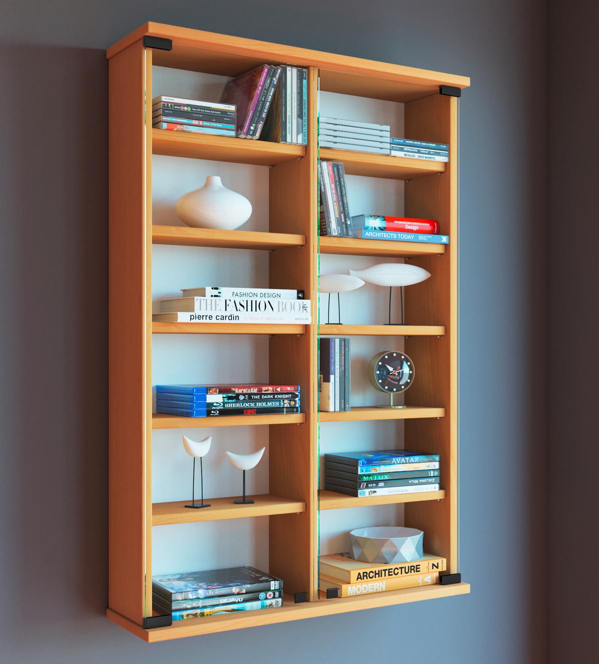 Cd Regal Mit Glastüren Zuntisa 60 Cm Buche Dekor - Buchefarben, KONVENTIONELL, Glas/Holzwerkstoff (60/91,5/18cm) - MID.YOU