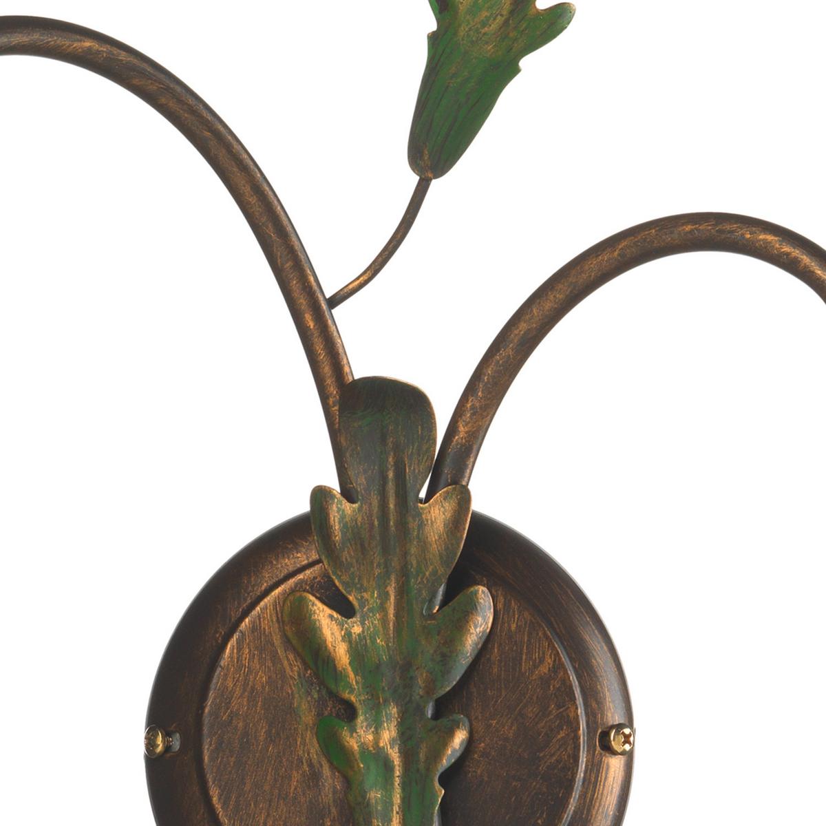 Wandleuchte 4470/Ap2 - Bronzefarben/Olivgrün, Natur, Glas/Metall (40/20/36cm)