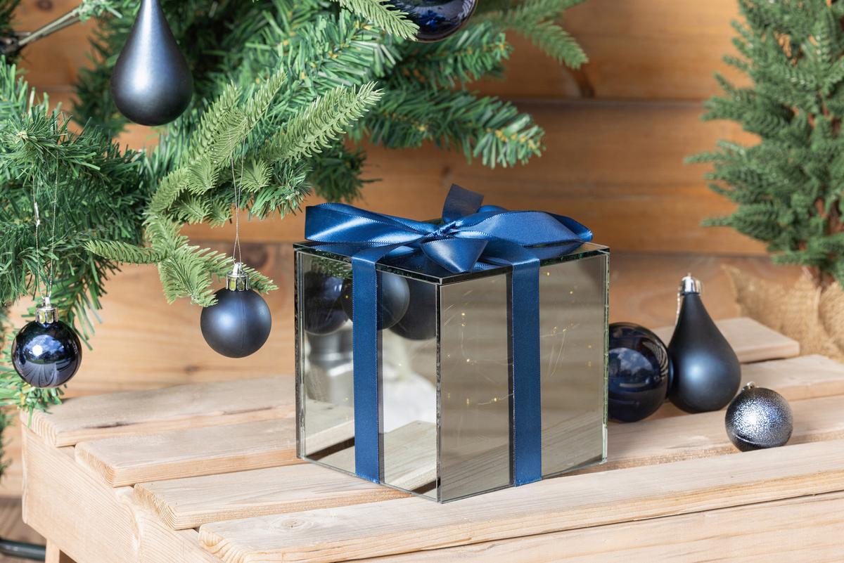 Dekogeschenkbox Lina - Blau/Transparent, KONVENTIONELL, Glas/Textil (12/12/12cm) - Luca Bessoni