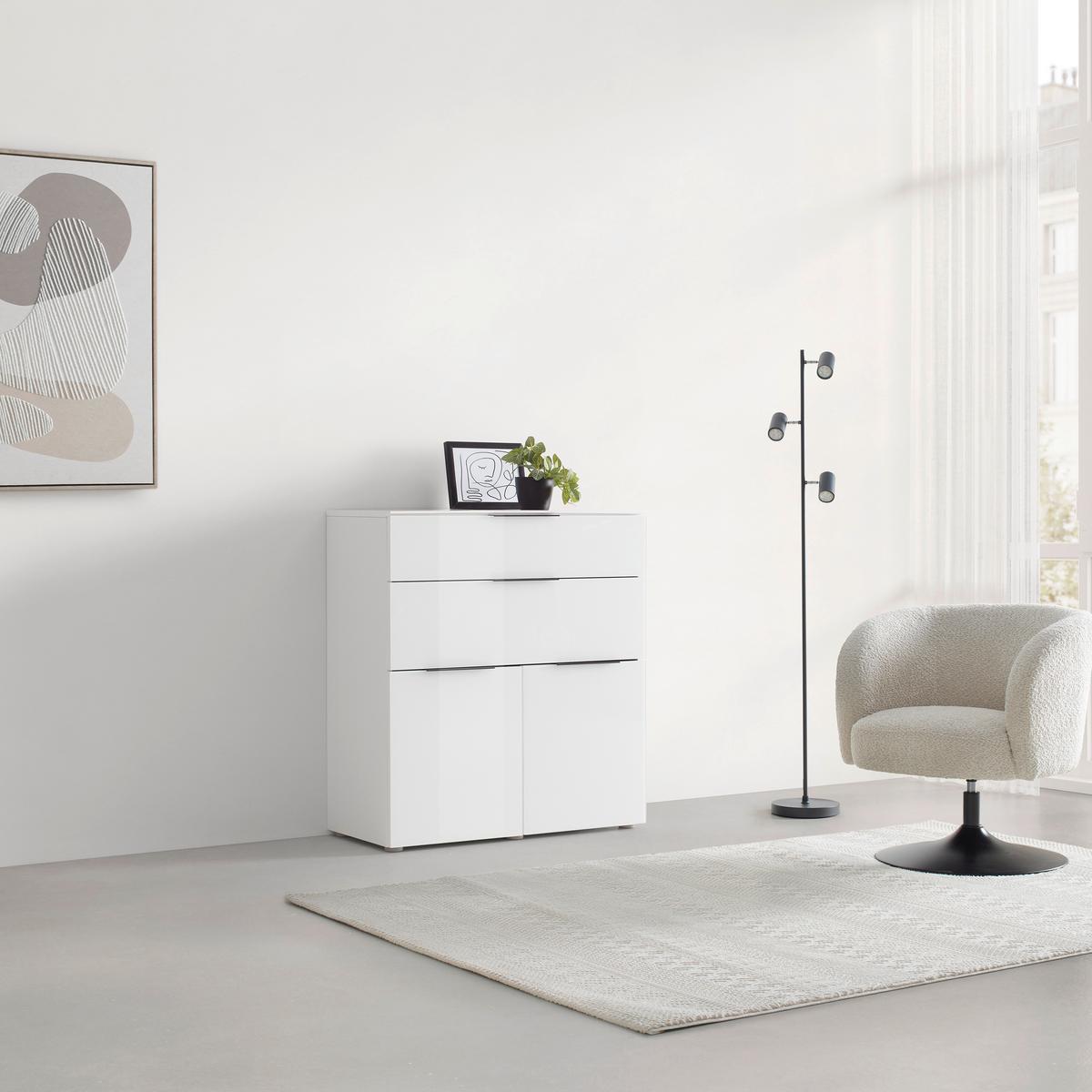 KOMODA VELARIS -EXKLUSIV- - šedá/bílá, Moderní, kov (90/98/40,5cm) - Mömax