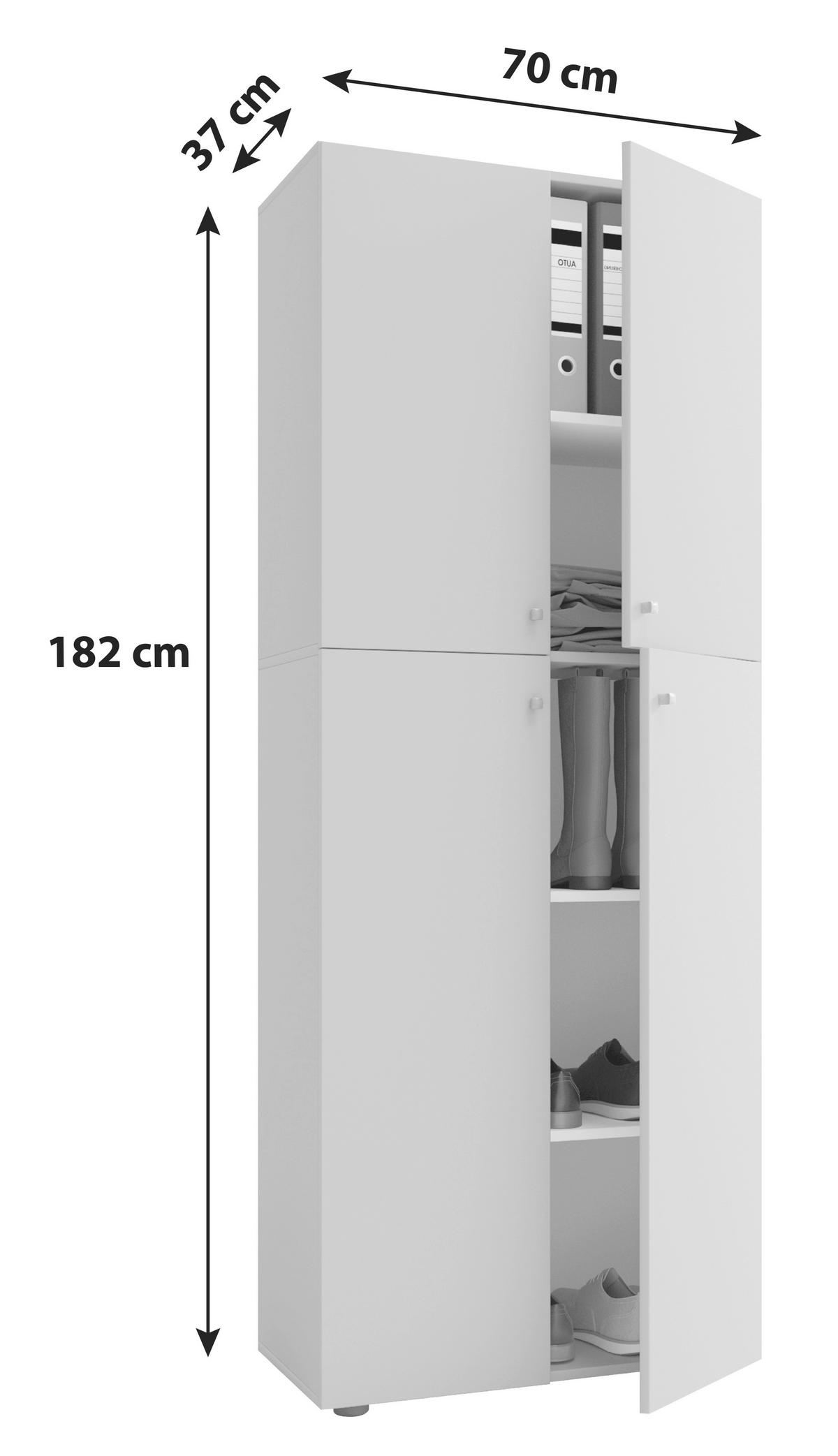Aktenschrank Lona Weiß B 70 cm - Weiß, KONVENTIONELL, Holzwerkstoff/Kunststoff (70/182/37cm) - MID.YOU