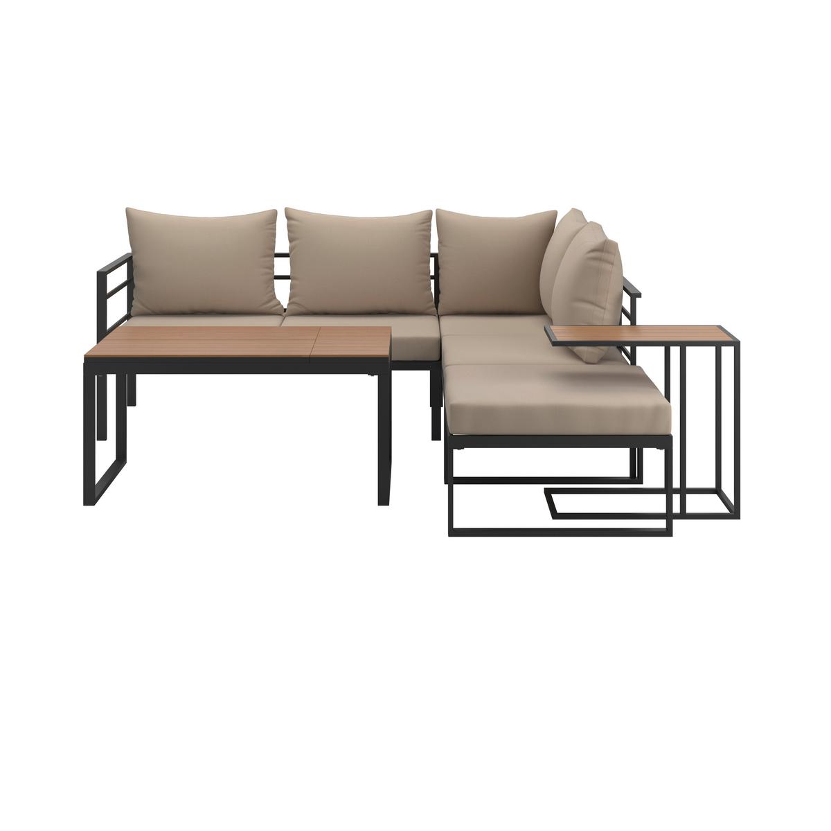 Loungegarnitur Rovinj - Beige/Grau, MODERN, Holzwerkstoff/Textil (204/273cm) - Beldano