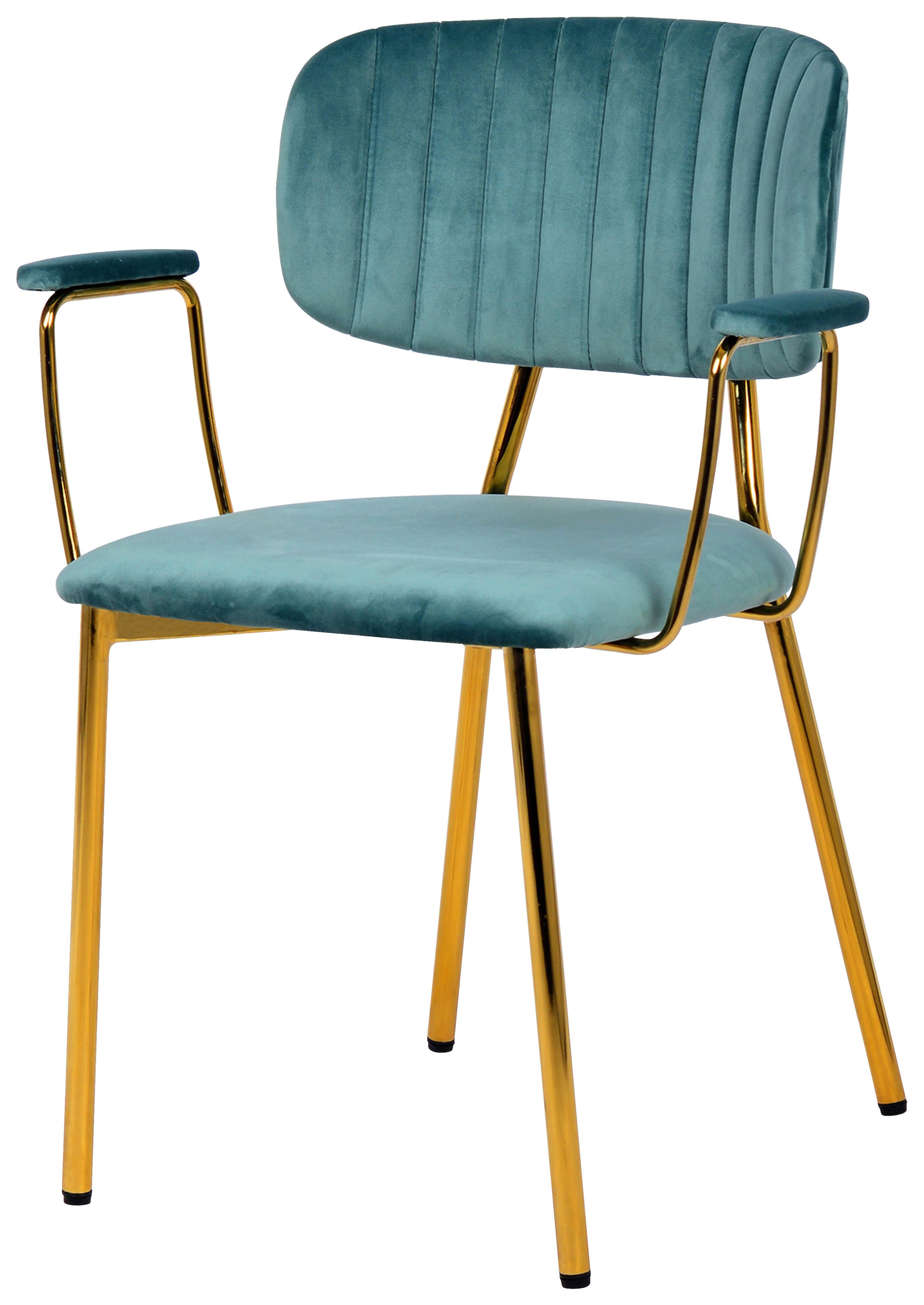 Stuhl-Set Giselle 225 mint - Goldfarben/Mintgrün, Design, Kunststoff/Metall (63/80/51cm) - Kayoom