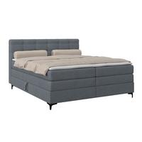 Boxspringbett MITTO Blaugrau 160x200 cm - Blaugrau/Schwarz, KONVENTIONELL, Textil/Metall (160/200cm)