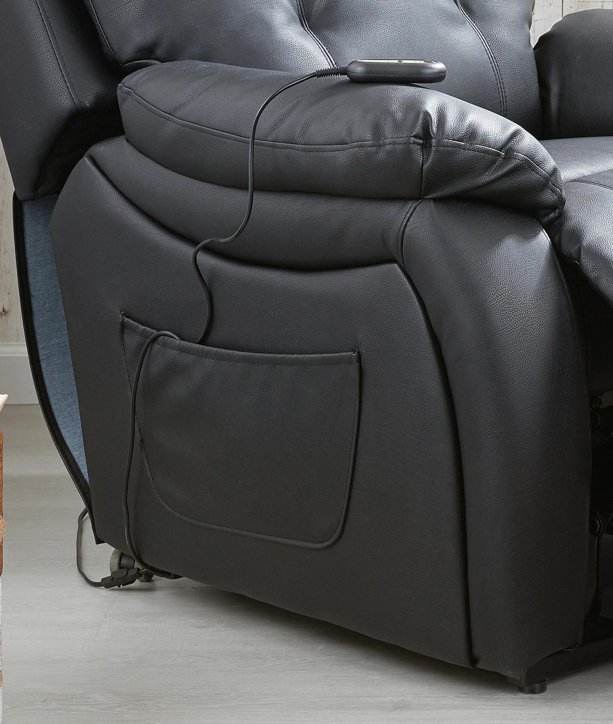 Fernsehsessel Elektrisch Mario Lederlook Schwarz - Schwarz, KONVENTIONELL, Kunststoff/Textil (89/107-79/94-165cm) - James Wood