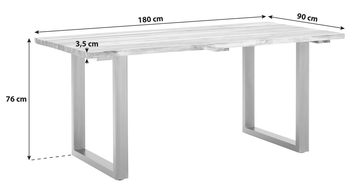 Gartentisch Bern Aus Akazienholz/Metall L: 180 cm - Schwarz/Akaziefarben, MODERN, Holz/Metall (180/76/90cm) - Beldano