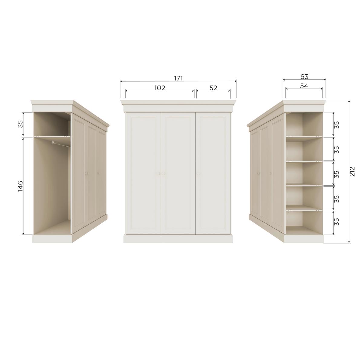 DREHTÜRENSCHRANK Olivia Grau B: 171cm - Grau, Basics, Holz (171/212/63cm) - MID.YOU