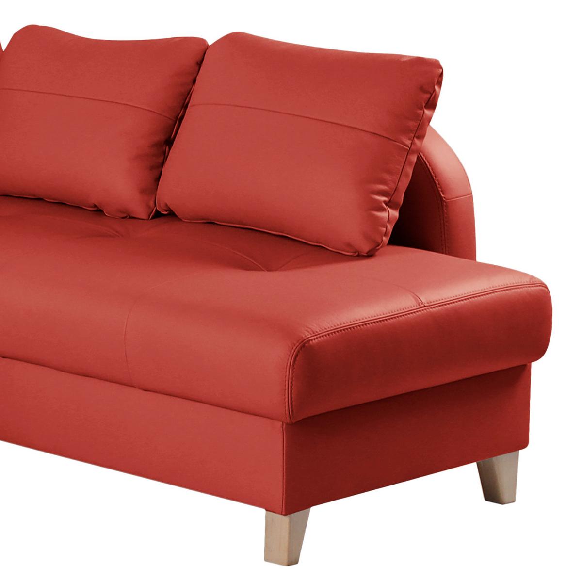 Ecksofa Compact Rot B: 227x168 cm - Buchefarben/Rot, Design, Leder/Textil (227/168cm) - Livetastic