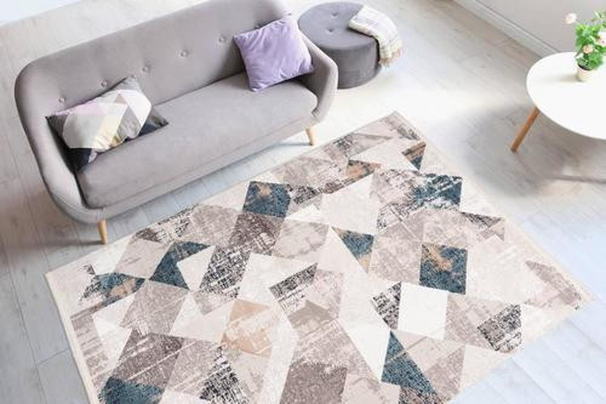 Webteppich Blau/Grau Akropolis 80x150 cm - Blau/Grau, Design, Textil (80/150cm) - Kayoom