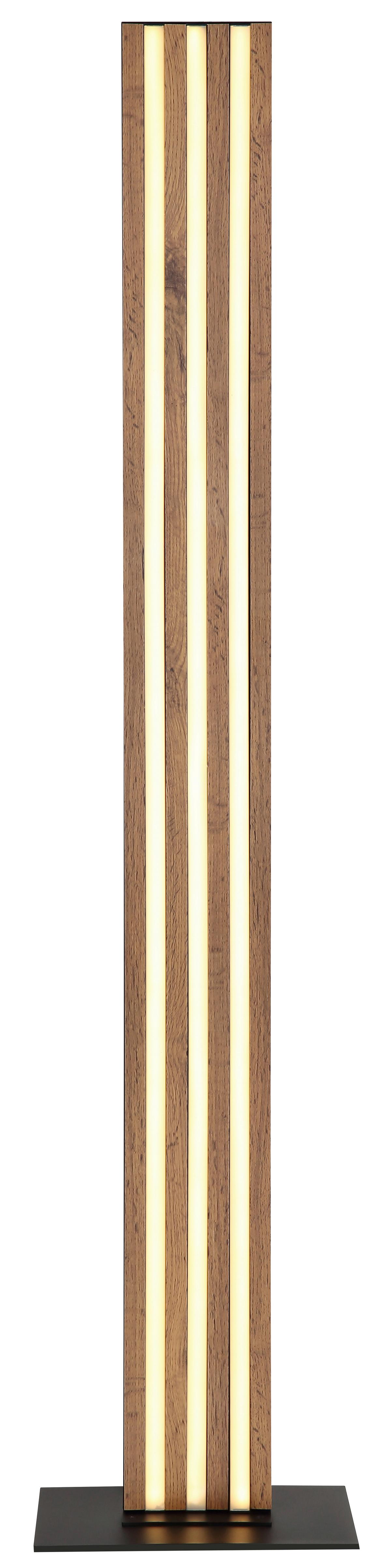 Stehleuchte matt 230V, ca. 30x18x140 cm - Dunkelbraun/Opal, Design, Holzwerkstoff/Kunststoff (30/18/140cm) - Globo