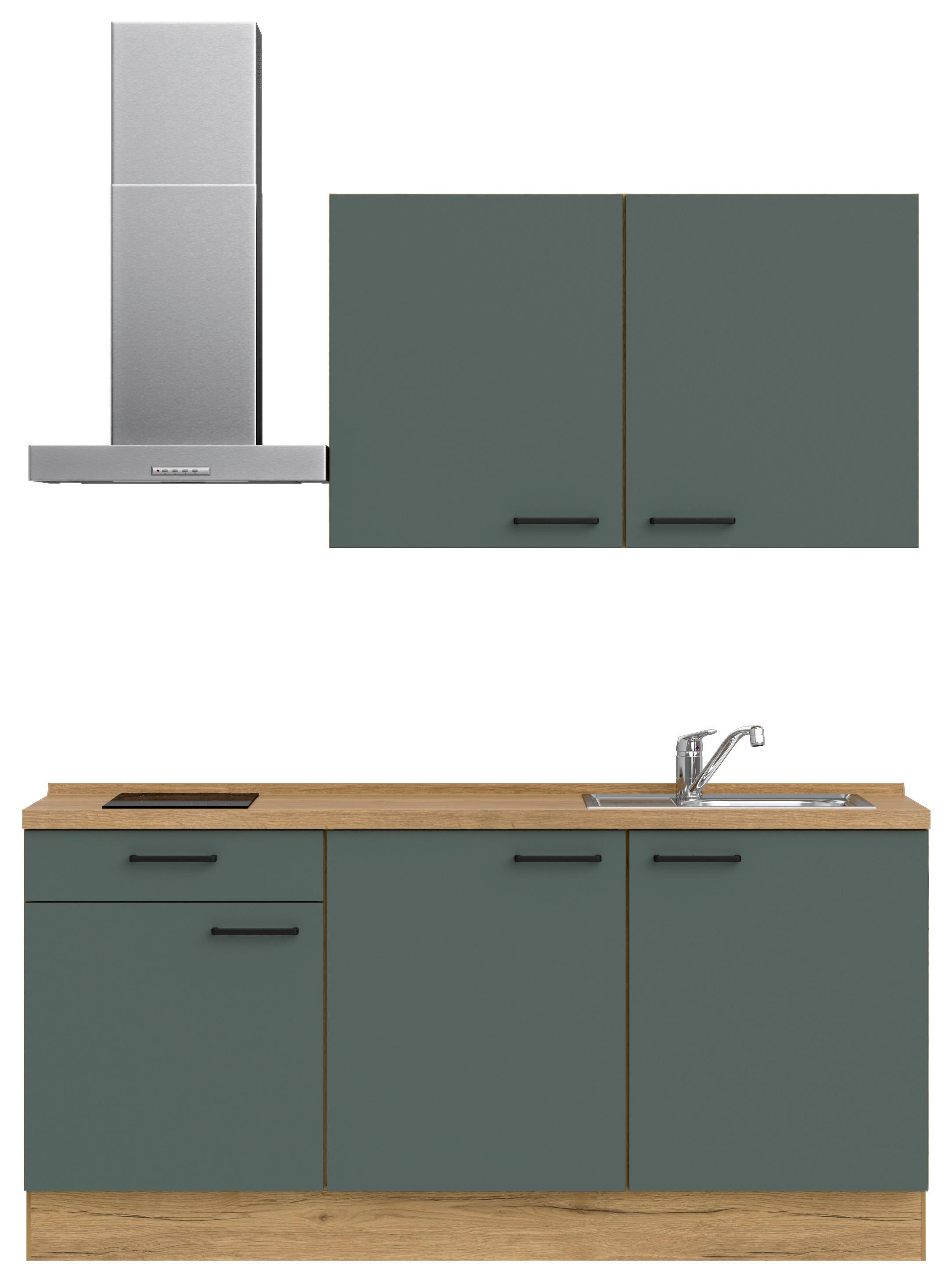 Küchenleerblock Easytouch Low-Line, L1 Links - Dunkelgrün/Eichefarben, MODERN, Holzwerkstoff (180cm) - Nobilia