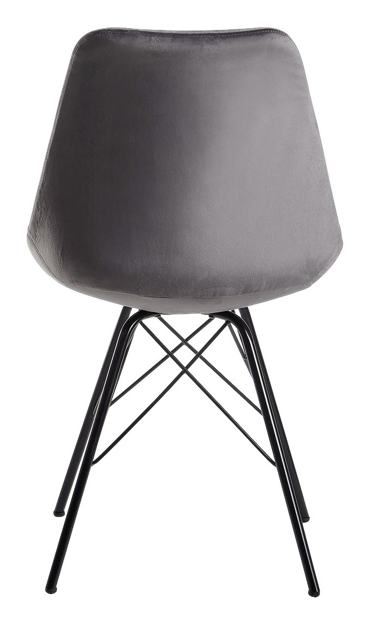 Schalenstuhl Grau Gepolstert Samt 2er-Set - Schwarz/Grau, MODERN, Textil/Metall (48/86/58cm) - MID.YOU