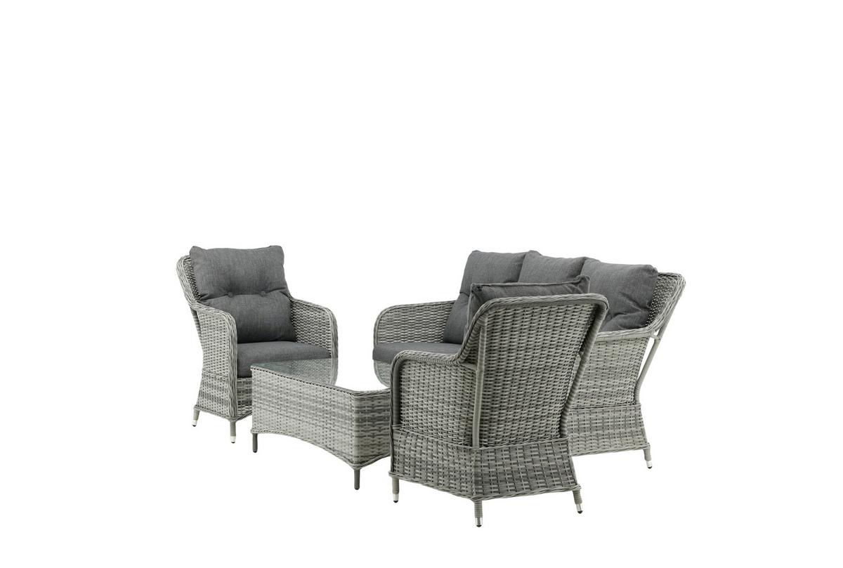 Loungegarnitur Vikelund - Grau, KONVENTIONELL, Holz - Gardenson