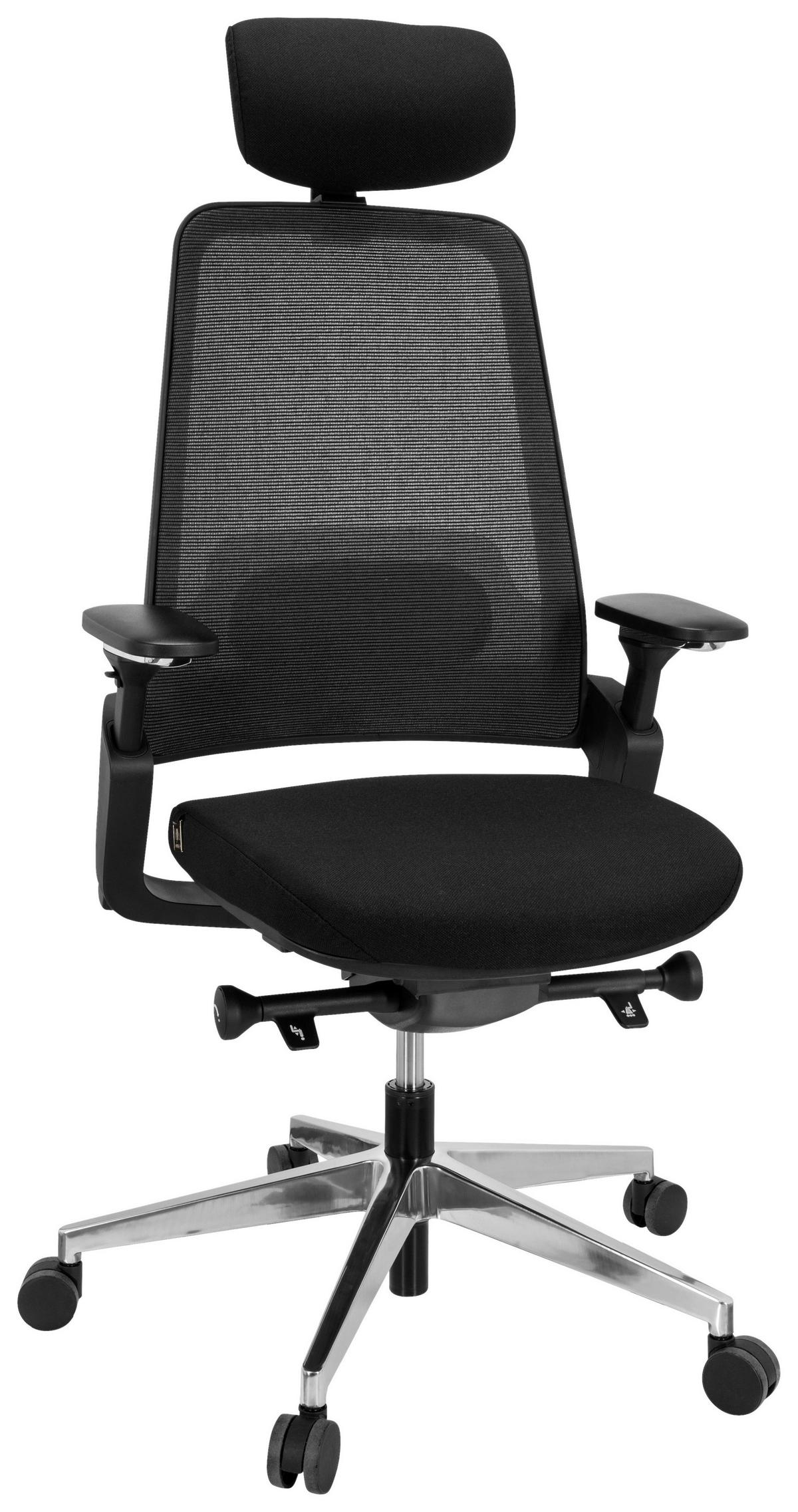 Drehstuhl Bracio Schwarz mit Armlehnen Bis 120 Kg - Silberfarben/Schwarz, Basics, Kunststoff/Textil (62/120/58cm) - MID.YOU