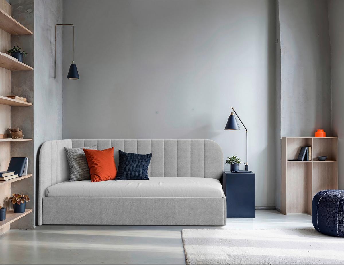 Polsterbett Millow Links Grau Lf: 90x200 Cm - Schwarz/Grau, MODERN, Holz/Holzwerkstoff (90/200cm) - MID.YOU