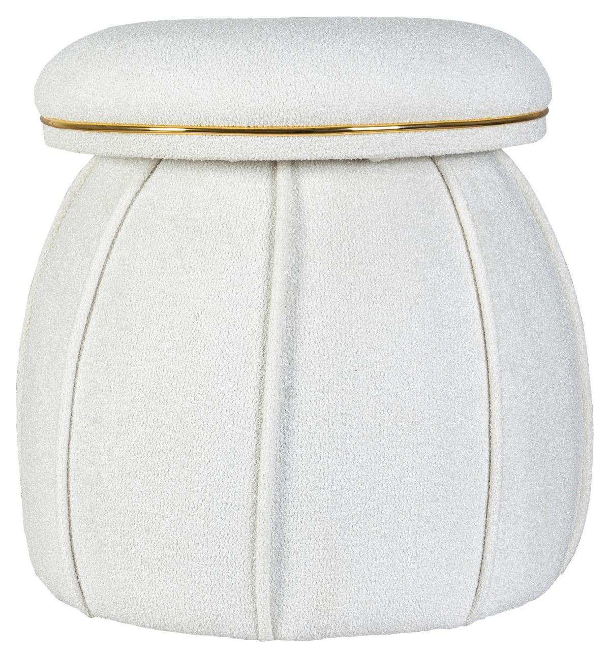 Hocker Corin 135 Goldfarben/Weiß D: 51,5 cm - Goldfarben/Weiß, Design, Textil (51,5/55cm) - Kayoom