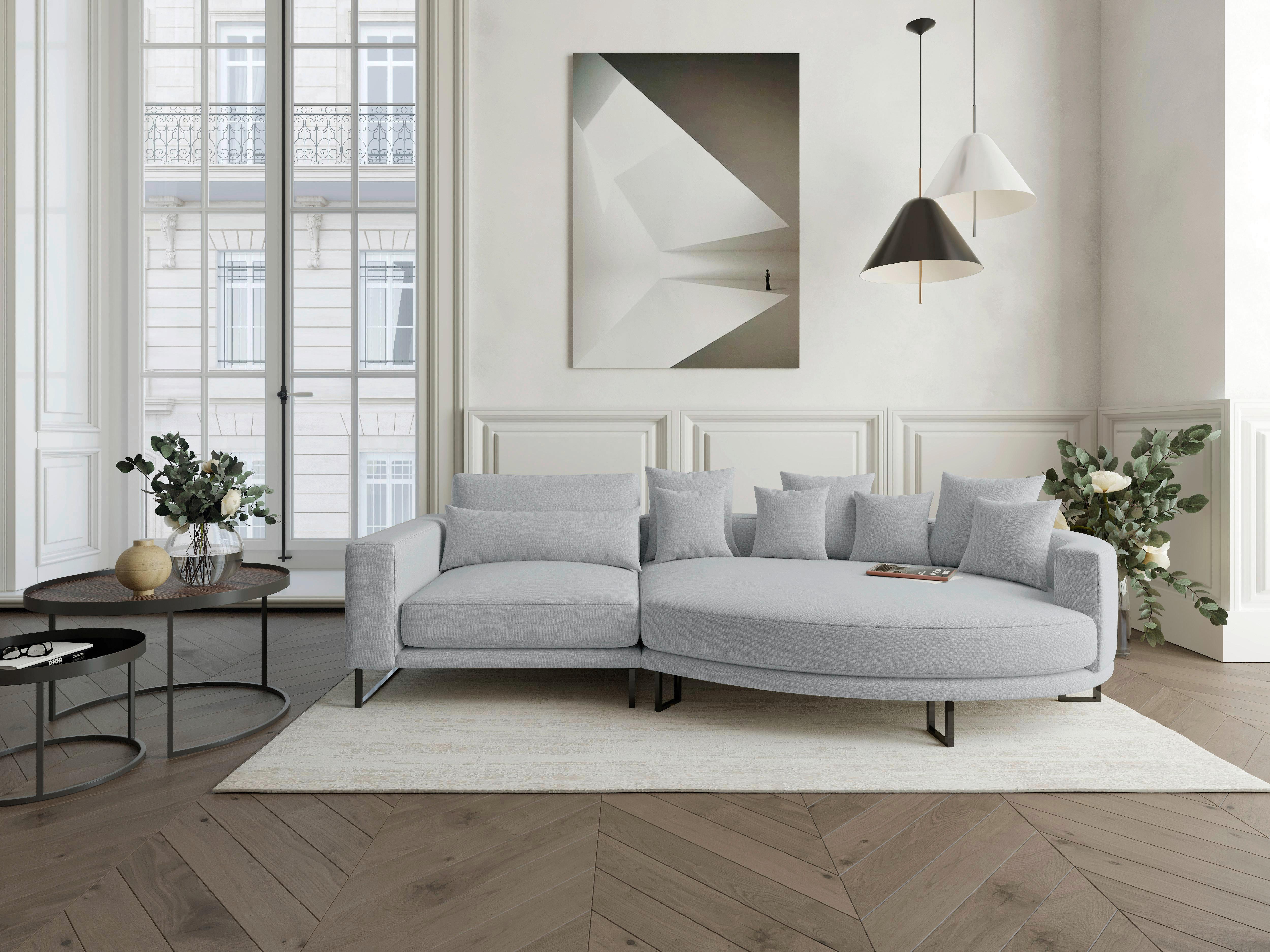 Bigsofa Natalia Grau S: 283x150 Cm - Schwarz/Grau, Design, Textil (283/150cm) - Livetastic