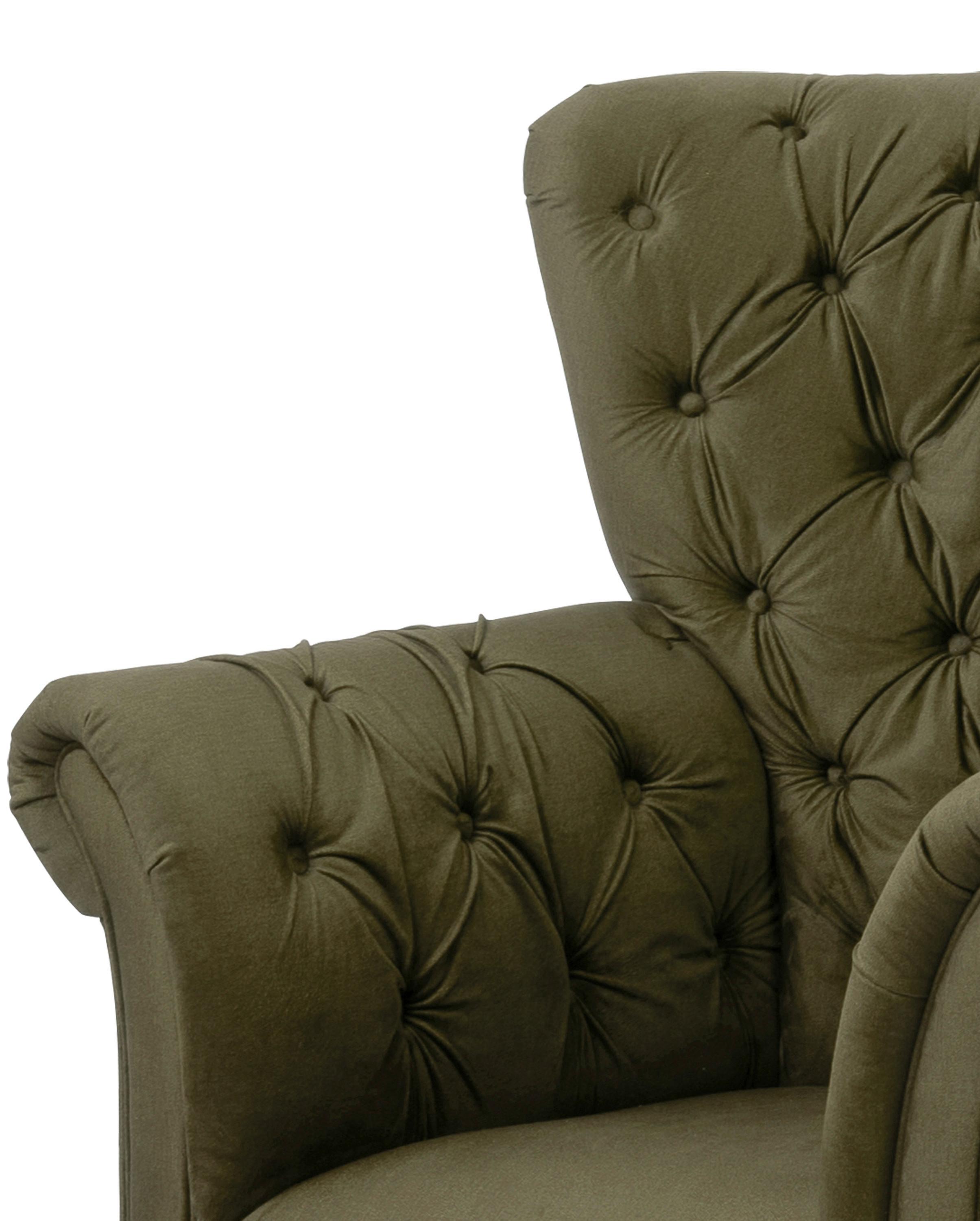 Ohrensessel Cupido - Schwarz/Olivgrün, Design, Textil (96/112/86cm) - MID.YOU