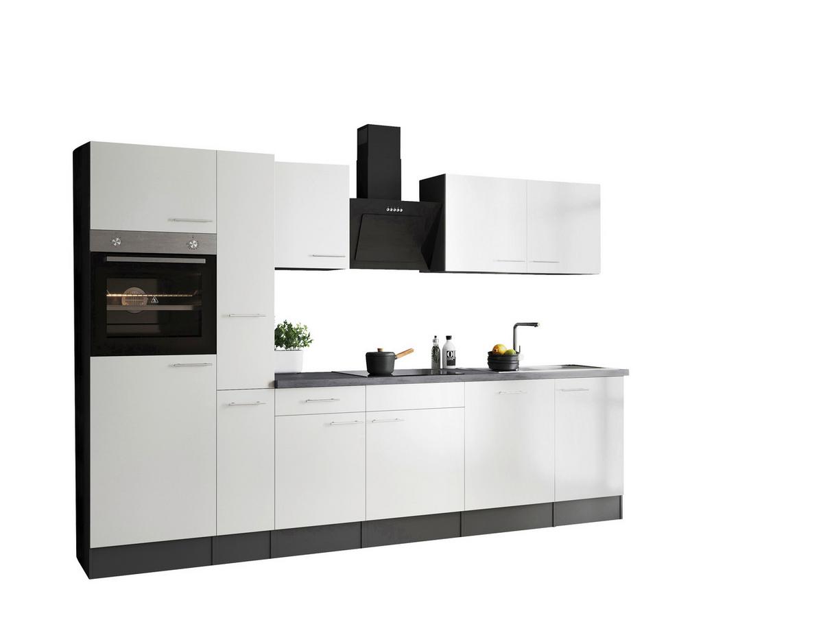 Küchenblock Oliver Grau, Weiß B: 310 Cm - Weiß/Grau, Design, Holzwerkstoff (310cm) - Respekta