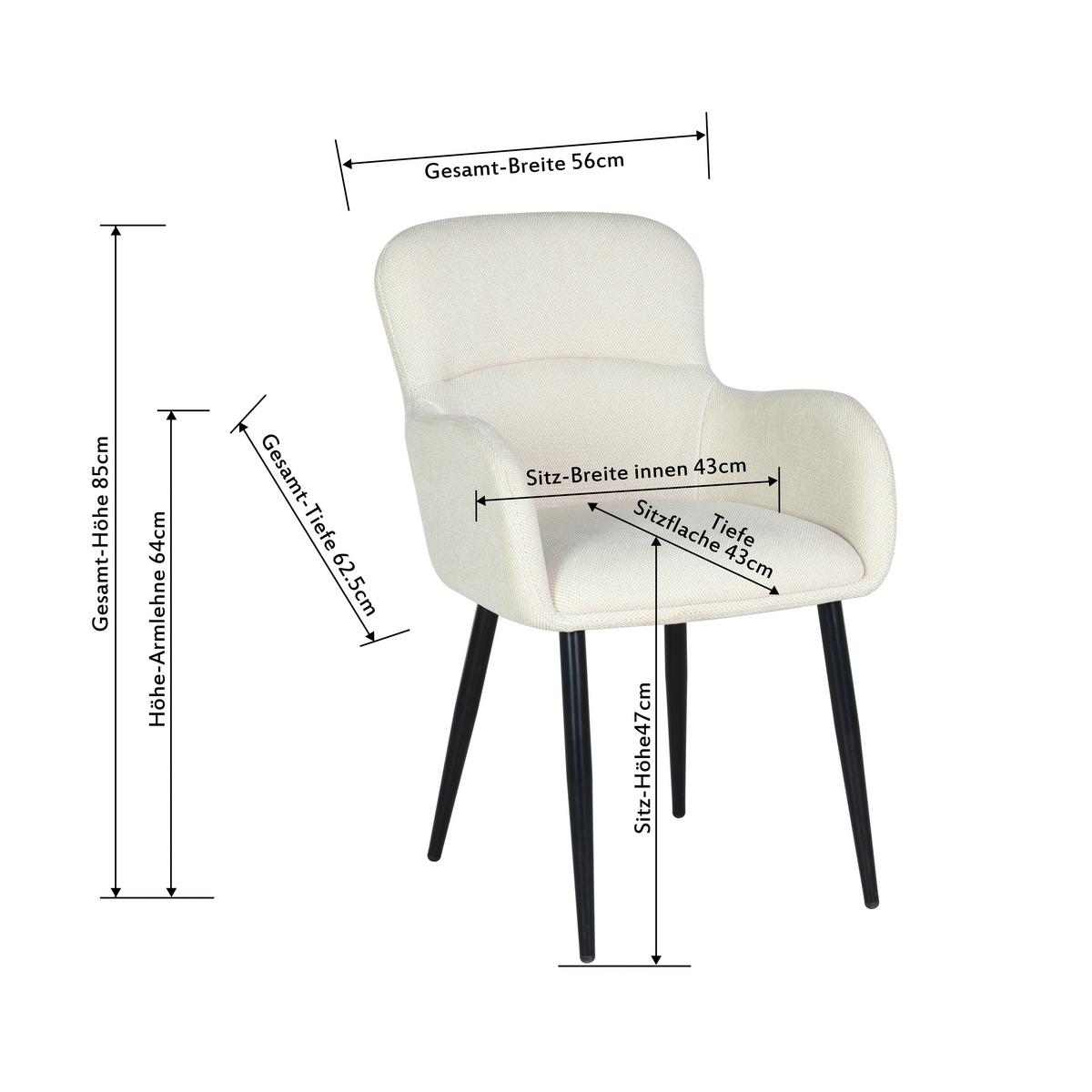 Armlehnstuhl Serena Leinenoptik Grau, B: 56 Cm - Schwarz/Grau, KONVENTIONELL, Holz/Textil (56/88/61cm)
