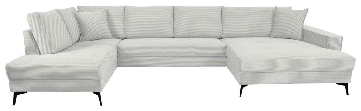 Wohnlandschaft Zero Cremeweiß U-Form 195x362x173cm - Creme/Schwarz, Trend, Textil (195/362/173cm)