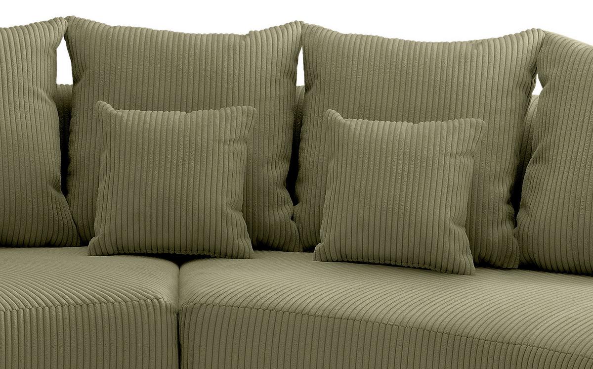 Wohnlandschaft Limoncello Olivgrün S: 300x160 cm - Schwarz/Olivgrün, Design, Textil (300/160cm) - Livetastic