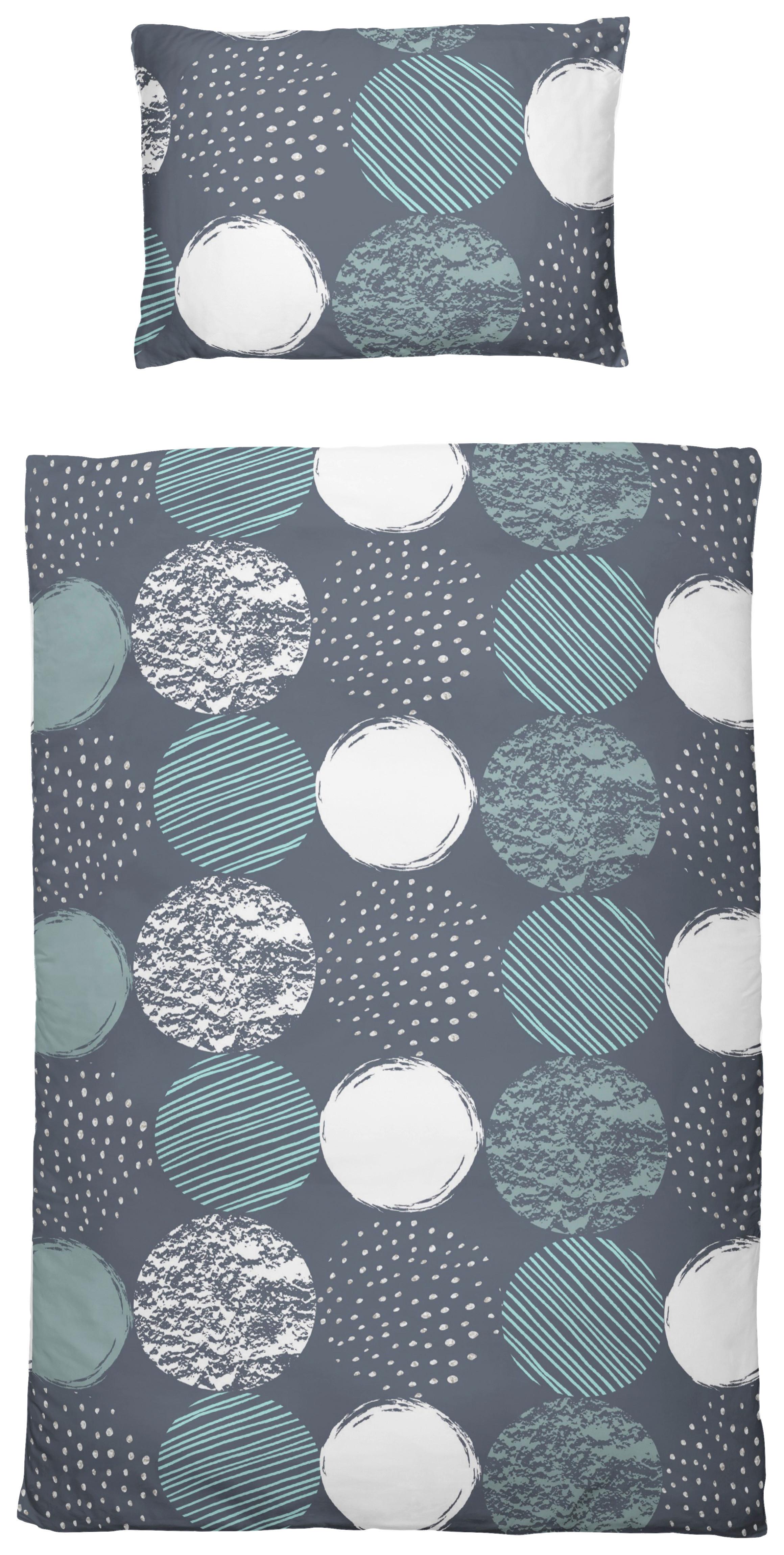 Bettwäsche 140x200 cm Natalia Bunt in verschiedenen Designs - Blau/Beige, KONVENTIONELL, Textil - Ondega