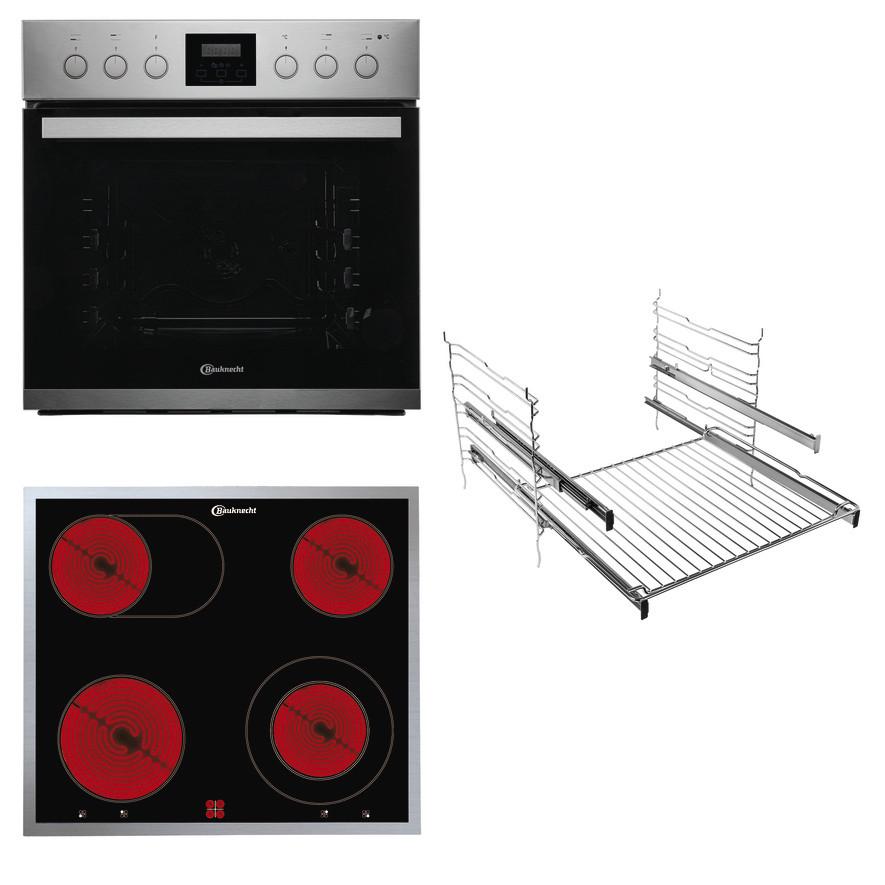 Einbauherd-Set Heko H300 B: 59,5 cm Elektro-Glaskeramik - Edelstahlfarben, Basics, Glas/Metall (59,5/59,5/56,6cm) - Bauknecht