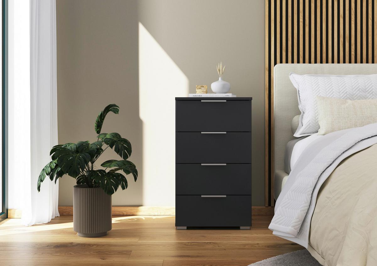 Nachkästchen Grau Metallic Dekor H: 60 cm Mars 4l - Grau, KONVENTIONELL, Glas/Holzwerkstoff (47/81/42cm)