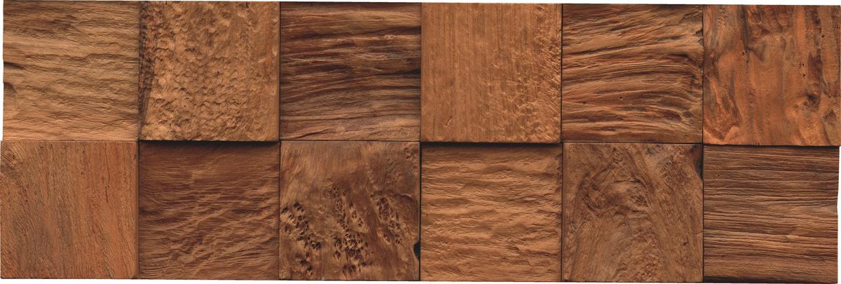 Wandverkleidung Teak Classic Cube Natur - Braun, Basics, Holz (55.2/18.4/2cm)